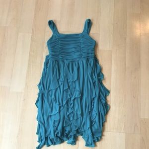 Turquoise Ruffled Formal Dress